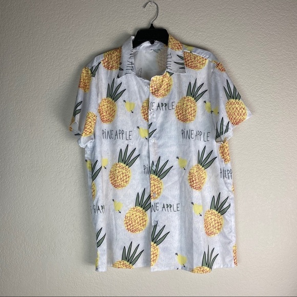 Tops - Pineapple Silk Style Button Up Shirt
